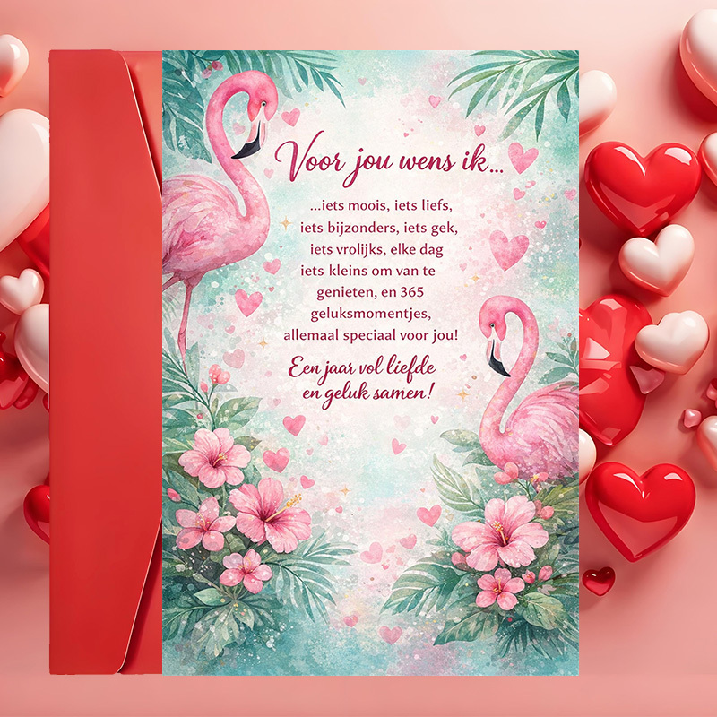 TEMU 2pcs (one Envelope And 1 Greeting Card)flamingo And Greeting Card Perfect For Romantic Wishes Anniversaries And Special Moments To And Care For