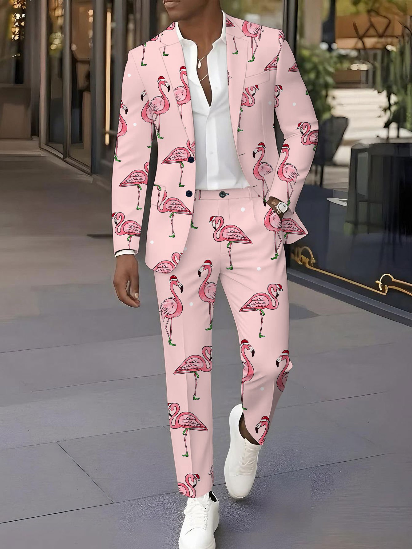   suit set for men: stylish   patterned jacket and pants 2pcs ensemble, classic party wedding attire 0