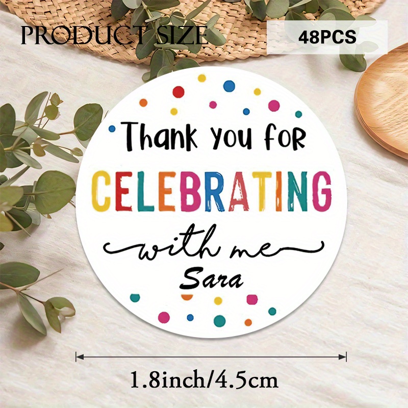TEMU 48/96pcs Autocollants Personnalisés " de ", Design Coloré à et Texte, Idéal pour Sachets de Fête, de Boîtes Cadeaux, Décorations d'Événements,