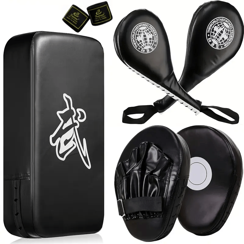 Yobenki7pcs Boxing Training Set, Kick Pads, Focus Mitts, Boxing Gloves And Hand Wraps For Taekwondo, Kickboxing, Mma And Muay Thai Practice