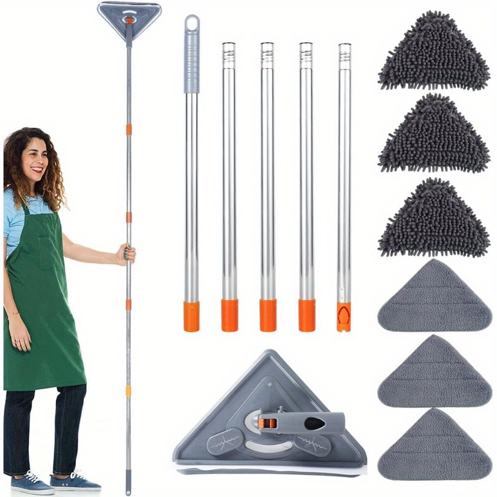 1set Triangle Cleaning Mop, Adjustable Length, Head, For Cleaning Walls, Ceilings, Floors And Windows