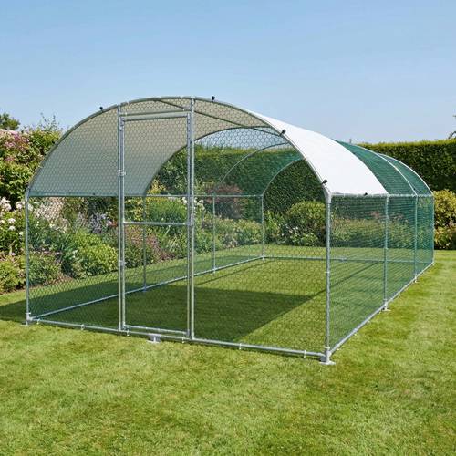 3x6 small animal enclosure cage for chickens galvanized metal frame and plastic pe connectors pets with a sunshade a secure lockable entrance suitable for chickens rabbits without battery