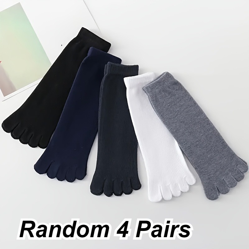 TEMU 4-pair Random Assortment Of Unisex Five-toe Split-toe Athletic Socks, New Outdoor Sports Socks, Sweat-absorbent, Breathable, Anti-slip,