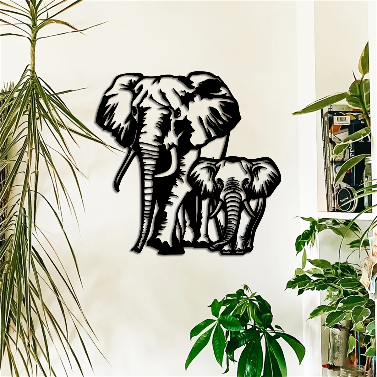 TEMU A Metal Elephant Wall Art Piece, Measuring 15.75 Inches By 15., Elephant Enthusiasts. This Iron Artwork Serves As An Elegant Decoration For