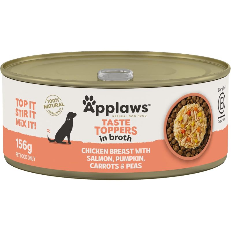 Wet Dog Food Chicken Breast with Salmon and Vegetables in Broth Tin 156g(Pack of 16), Limited Ingredients Pet Food
