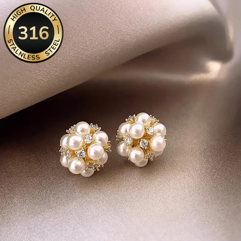 TEMU 1 Paire de Clous d'Oreilles à Fleur Simples et Tendance pour Femme, Boucles d'Oreilles de Luxe et Élégantes, Cadeaux Idéaux pour Votre ou Votre