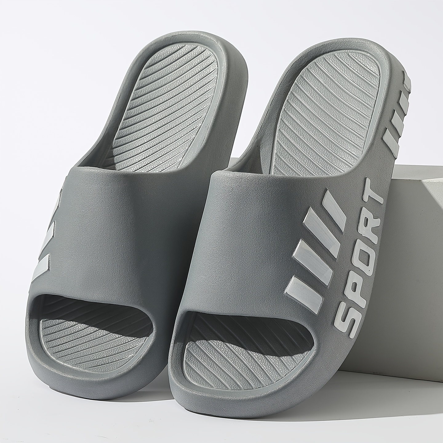 TEMU Plus Size Men's Casual Summer Eva Slippers - Non-slip, Wear-resistant Sole, Comfortable Overshoes, Suitable For Outdoor, Indoor, And Bathroom