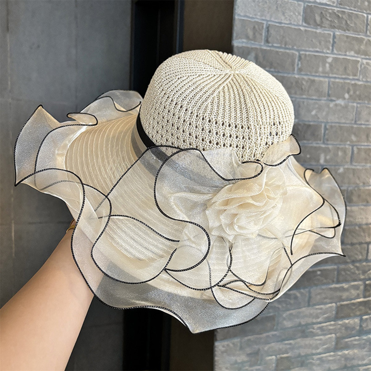 women church hat elegant mesh flower sun hats lightweight - Temu display picture 1