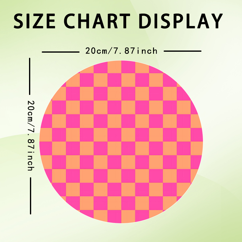 TEMU Round Anti-slip Gaming Mouse Pad And Desk Mat, Suitable For Office And Computer, Checkered Geometric Pattern, For And Laptop, Home Use, Ideal