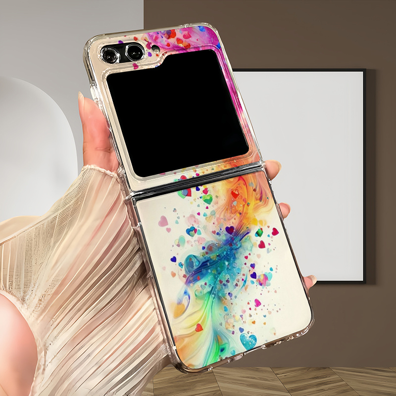 TEMU Phone Case: A Charmingly Designed Phone Case With A Heart Theme, Suitable For Galaxy Z Flip , 4, 5, 6, 7, 7fe, W23 Flip, W24 Flip, W25, As Well