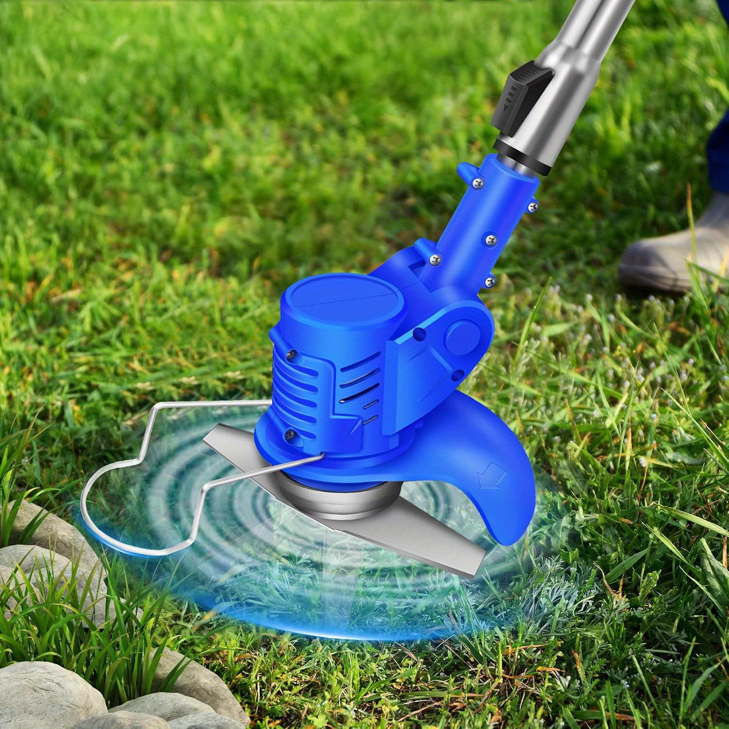 1 set heavy-duty -like lawn grass trimmer with ergonomic handle & adjustable length - cordless-like operation, durable plastic construction, multi-functional tool for lawn mowing,  , brush clearing - ideal for residential/commercial use (-free, no /electrical outlet required) - compact & portable design with safety lock &   for long-lasting use, lawn trimmer, trimmer head for grass cutters, grass trimmer head attachment, lawn mower accessories, Product details 3