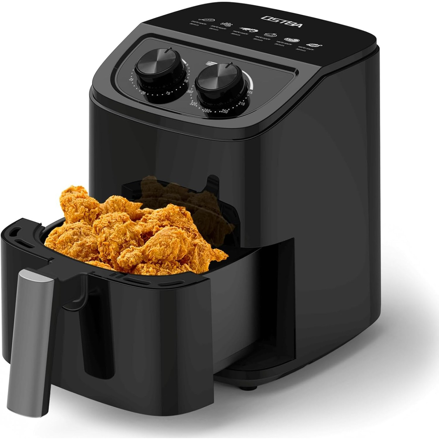 TEMU 2.5qt Air Fryer For 1-2 People, Small Air Fryer With 6 Menu Options, Dual Knob Manual Temp And Timer, 3d Circulation, Nonstick And Dishwasher ,