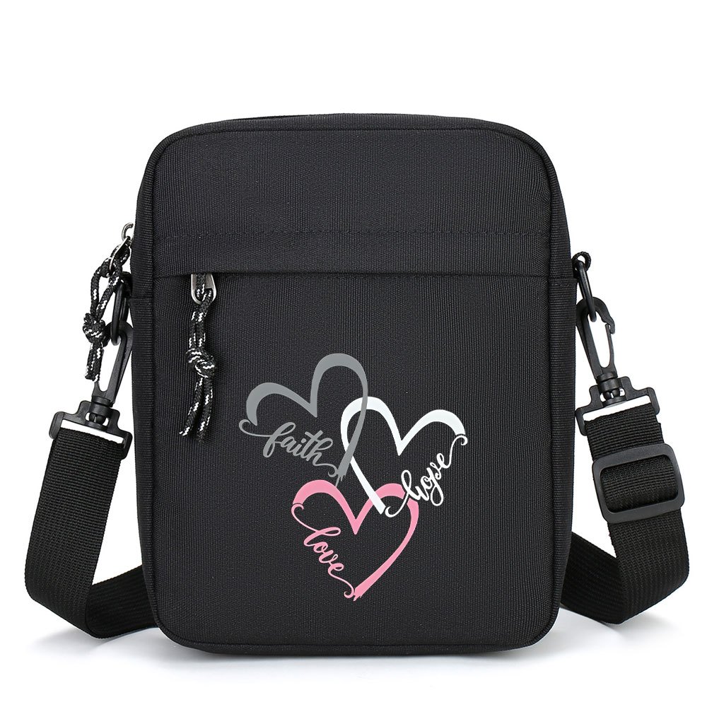 Image of 1pc A Stylish And Minimalist Black Crossbody Bag With -color Heart Print, Featuring A Multifunctional Design And Large Capacity, Perfect For Daily Commuting And As A Gift
