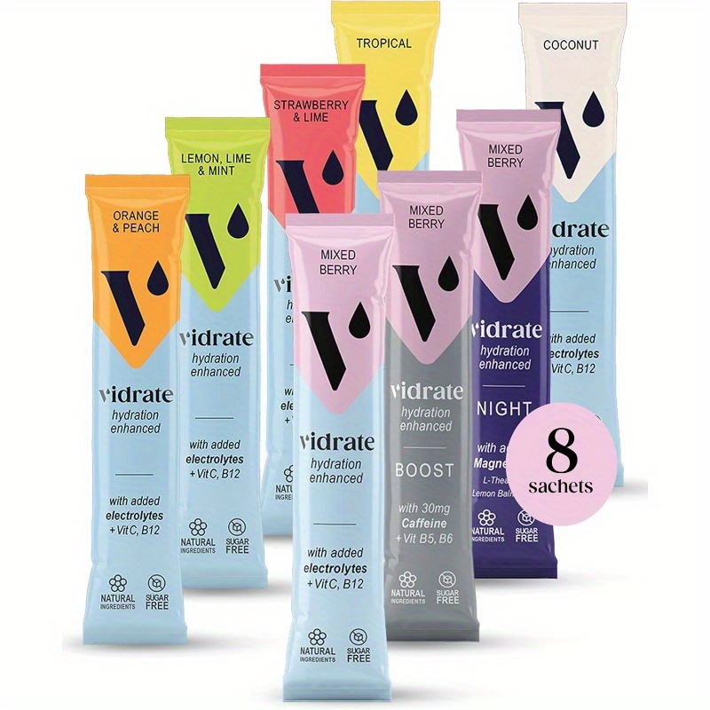 Electrolyte Powder Hydration Sachets Hydration Powder Packs with Vitamins Zero Sugar No Artificial Sweeteners or Preservatives 8 Electrolyte Sachets Variety Pack