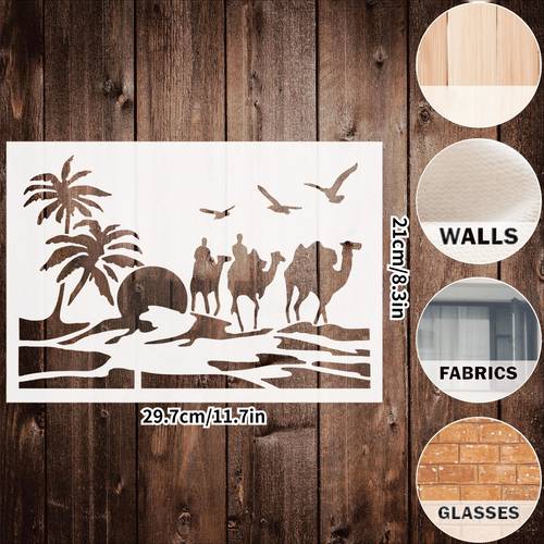 camles coconut tree stencil suitable for painting embossing scrapbooking with suitable for wood fabric wall photo albums card making themed template for diy crafts paper crafts albums