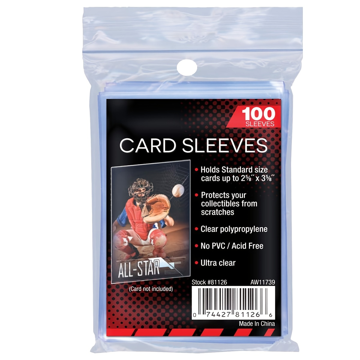 100 Soft Card Sleeves, 2 5/8 X 3 5/8 Inches (67x94mm), Perfectly Suitable for Sports Cards