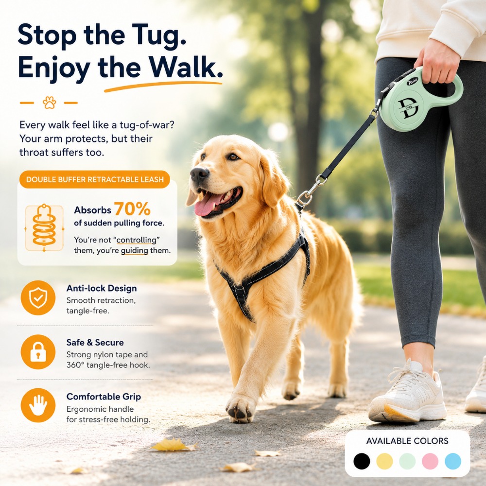 Retractable Dog Leash with Custom Letter Design