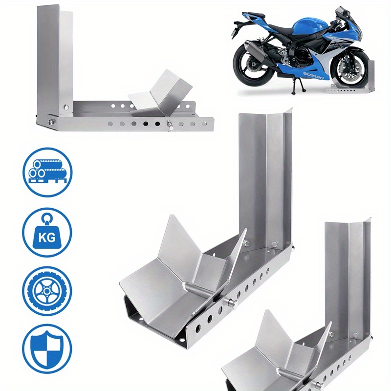 TEMU 2x Mounted Motorbike Bracket Arm Motorbike Bracket Motorcycle Auxiliary Rail, Motorbike Front Wheel Clamp Reinforcement Bracket With 3 Anchor