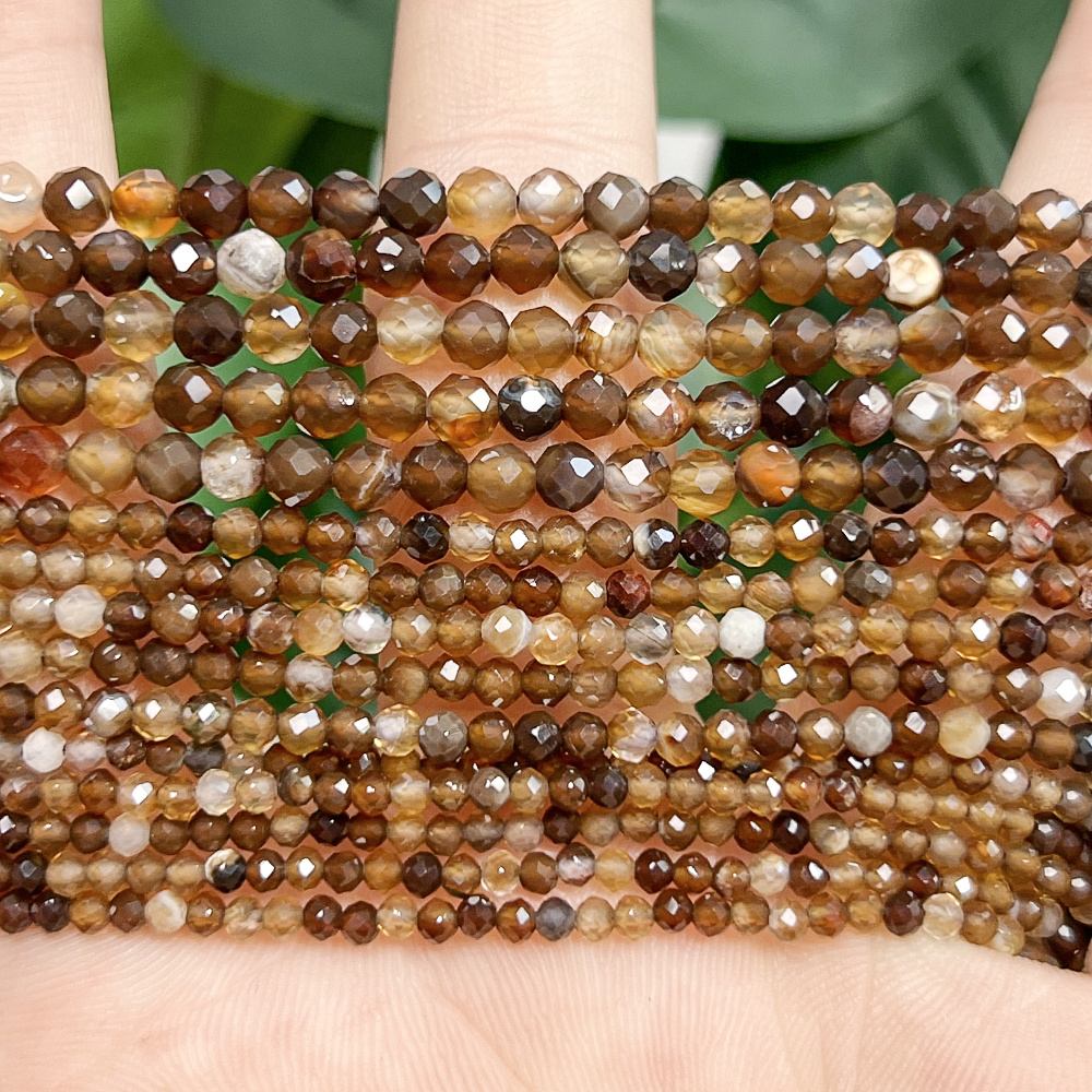 Brown Faceted Agate Beads for DIY Jewellery Making
