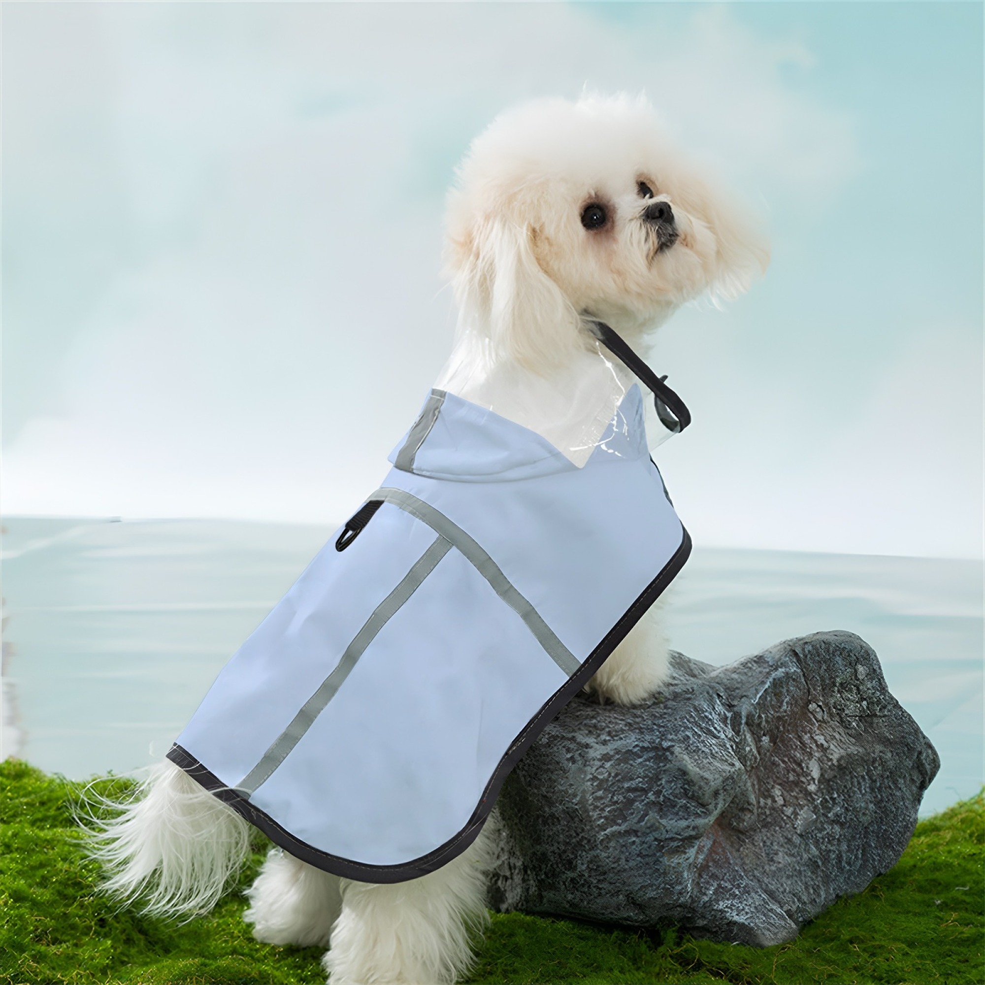 Customizable Pet Raincoat with Reflective Stripes