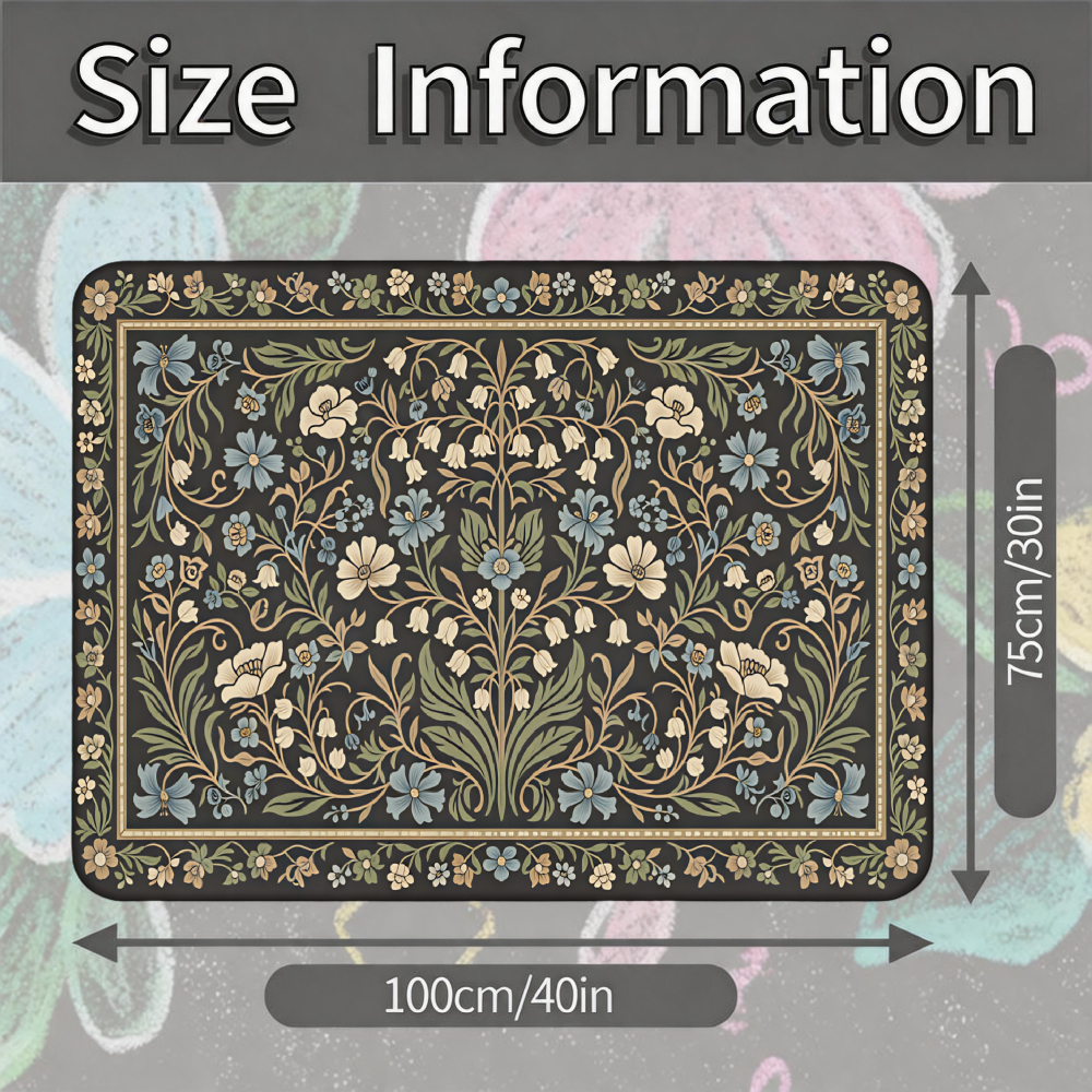 1pc Non-slip Car Trunk Mat, Floral Pattern Cargo Liner For Storage And Decoration, Vintage Botanical Style, Universal Fit For Most Models, 100% Polyester Fiber, Durable And Stylish Interior Accessory