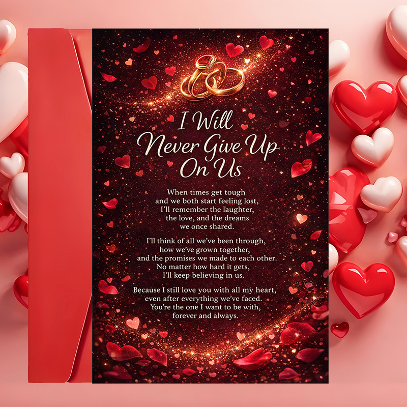 TEMU 1 Greeting Card + 1 Envelope. Card With A Message, Perfect For Couples Celebrating Anniversaries, Valentine's Day, Or Expressing And Support
