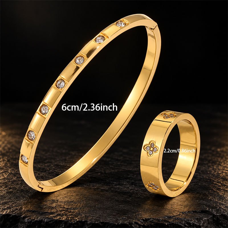 Women's 2pc Segmented Design Bracelet and Ring Set