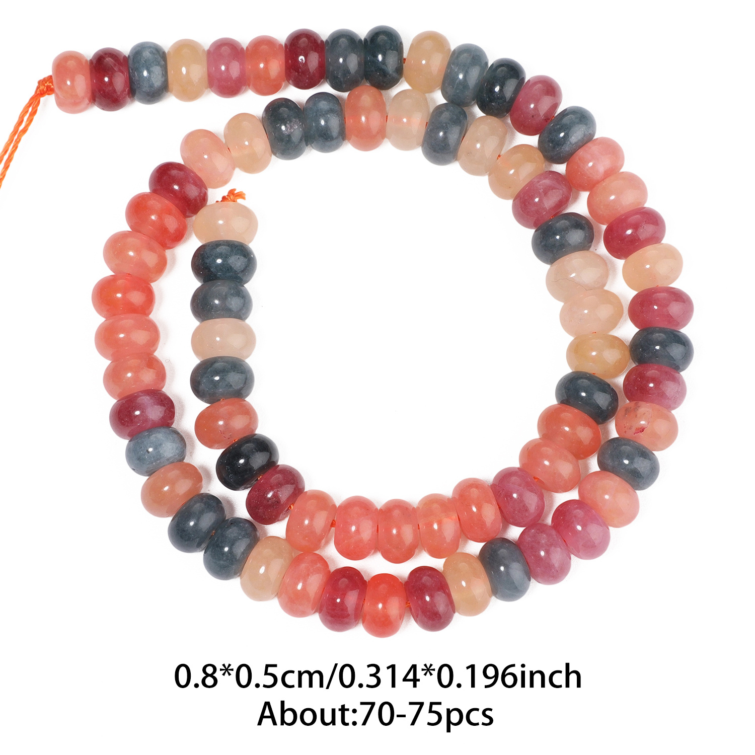 TEMU Perles plates d'boulier en calcédoine colorée de naturelle 5x8mm, perles exquises espacées en vrac pour la fabrication de bijoux DIY, bracelets,