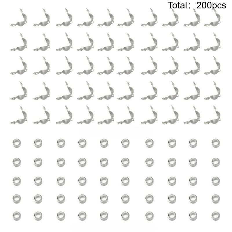 TEMU Set de 200 Anillos de Conexión 2D , 100 Hebillas Cuentas de Posicionamiento, Ideal para Fabricación de Joyas, Conectores de Pulseras y Collares,