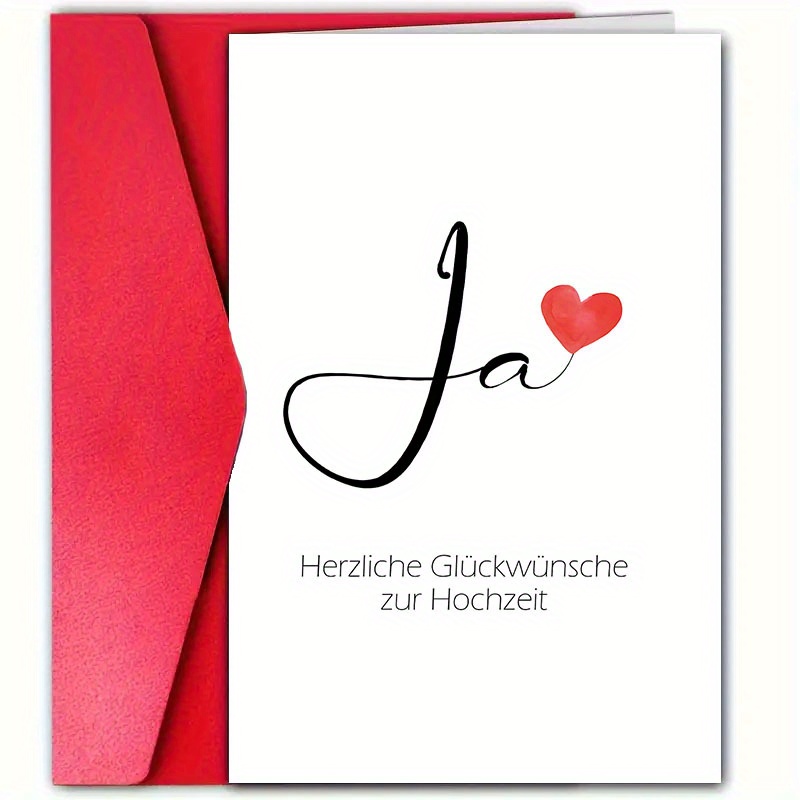 TEMU 1pc, Wedding Card With Envelope (4.72in X 7.09in), Bride And Groom , , Best Friend, , Bachelorette Party, German, Unique Gift, Romantic Wedding