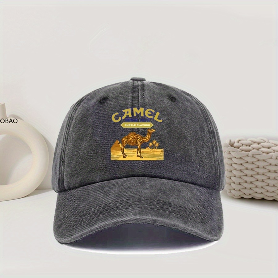 Vintage-Inspired &quot;CAMEL&quot; Graphic Baseball Cap - Comfortable Polyester Trucker Hat with Camel Illustration, Ideal for Outdoor Activities &amp; Perfect Holiday Gift, Holiday Gift Cap|Vintageinspired Design|Polyester Fiber