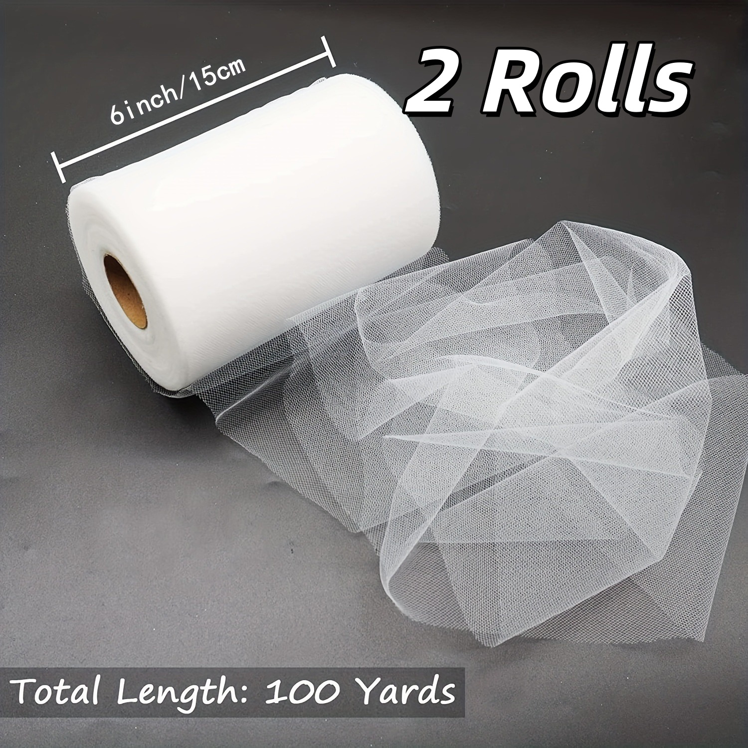 E-shop [Hochzeitsdekoration 100 Yards Weißer Tüllstoff] 1 Rolle Weißer Tüllstoff / 2 Rollen Weißer Tüllstoff - 6 Zoll × 100 Yards, Hochzeitsdekoration