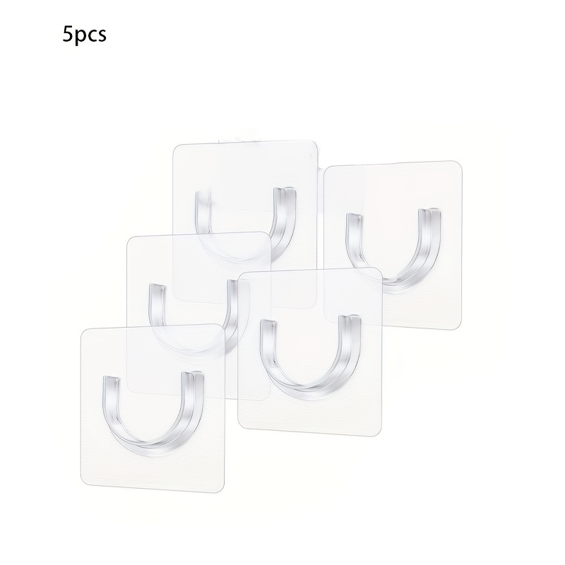 TEMU Set di 5 pezzi con staffa di fissaggio senza , morsetto di tensione, gancio con pasta, gancio per armadio, adatta per bagno, armadio, morsetto ,