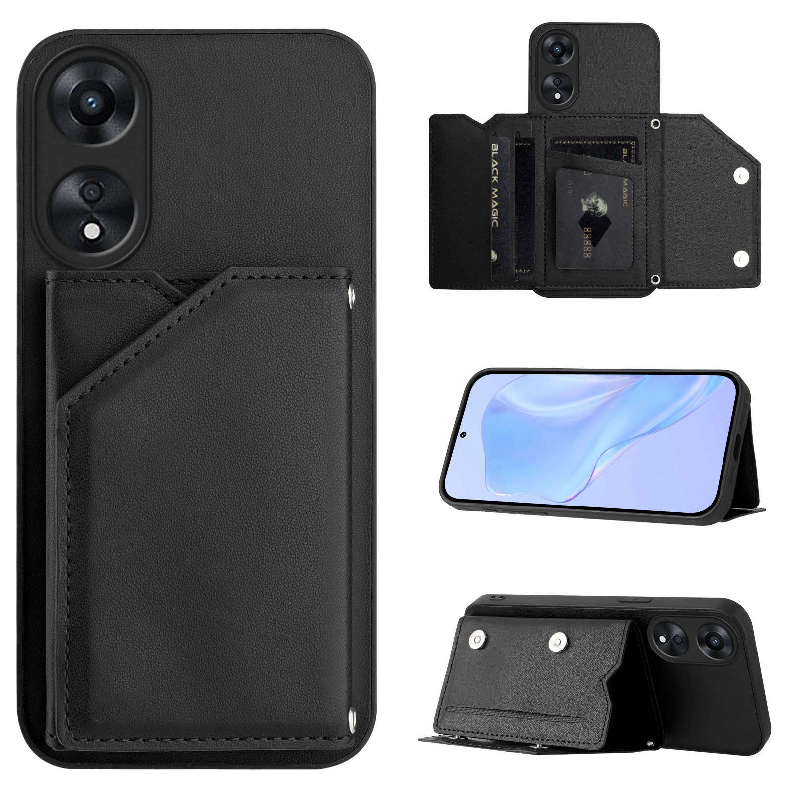 TEMU Phone Case: Wallet Card Holder Case Suitable For Oppo A78 (4g), Synthetic Leather Back Card Holder Case With Magnetic Snap Design And Hidden