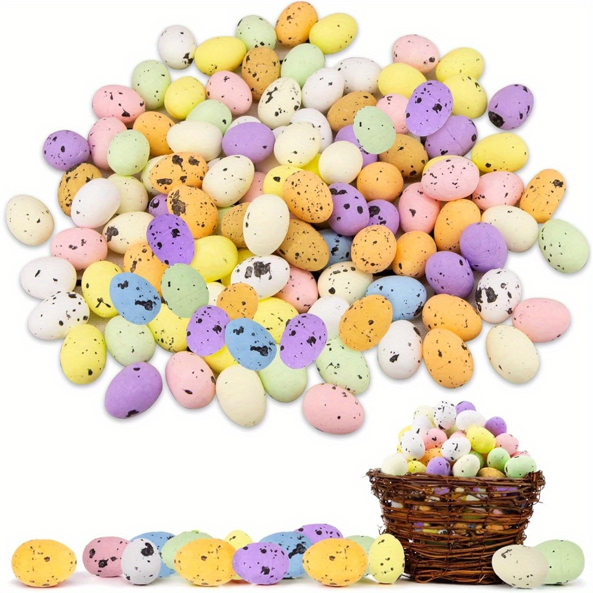 

100pcs Mini Œufs de Pâques en Mousse - Assortiment Multicolore pour Décorations de Fête DIY, Remplissages de Paniers et Accents Festifs pour