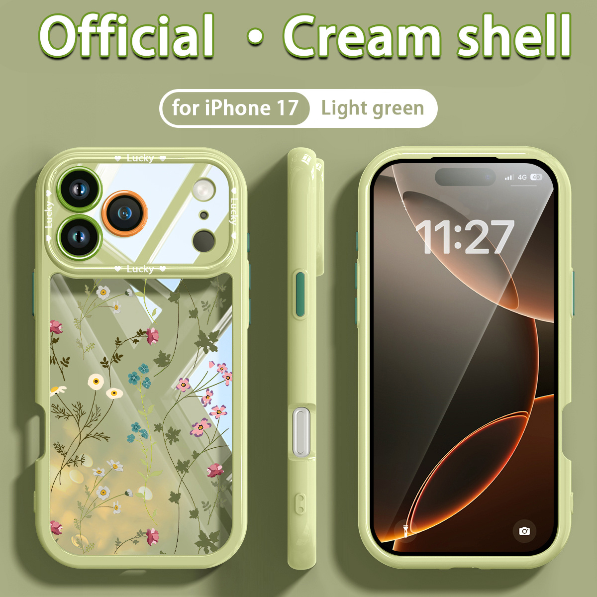 TEMU para teléfono: Carcasa transparente de viento crema con estampado de flores, a , lujosa y de calidad, adecuada para iPhone