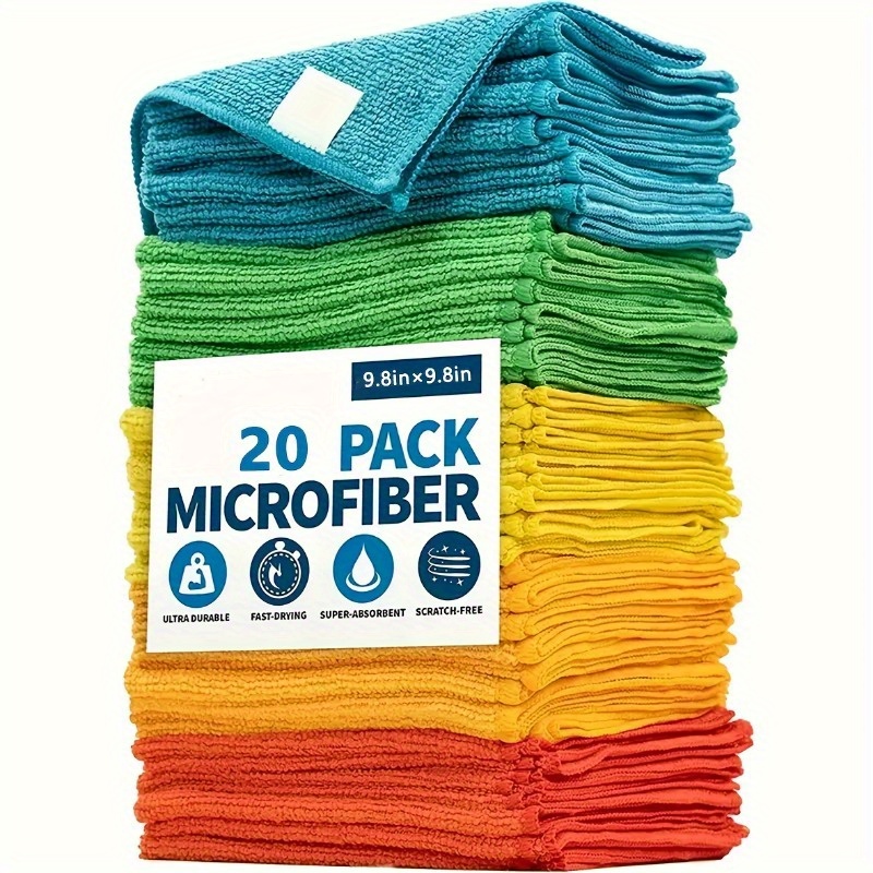 (50/20/10/5pcs) 1200-Wash Ultra-Fine Microfiber Cleaning Cloths | High-Performance, Super Absorbent & Streak-Free | Chemical-Free, Ideal for Car Washing & Jewelry Care Random color