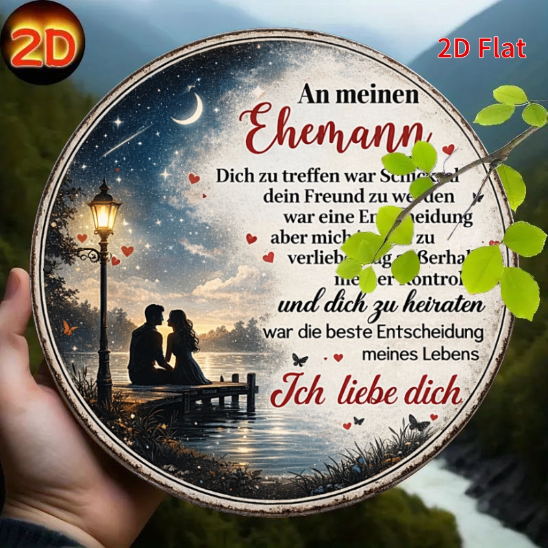 TEMU 2d Flat - [2dflat], 1pc 20x20cm- To My Husband For Tin Sign, Romantic Husband Decorative Sign, Wall Art For Bedroom, Ideal For German Couple