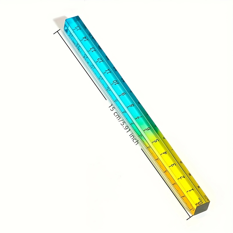 E-shop 15 cm/5,91 Zoll quadratisches Lineal mit Farbverlauf – Transparentes mehrfarbiges Skalenlineal (Pink, Gelb, Grün, Blau, Lila) für Geometrie,