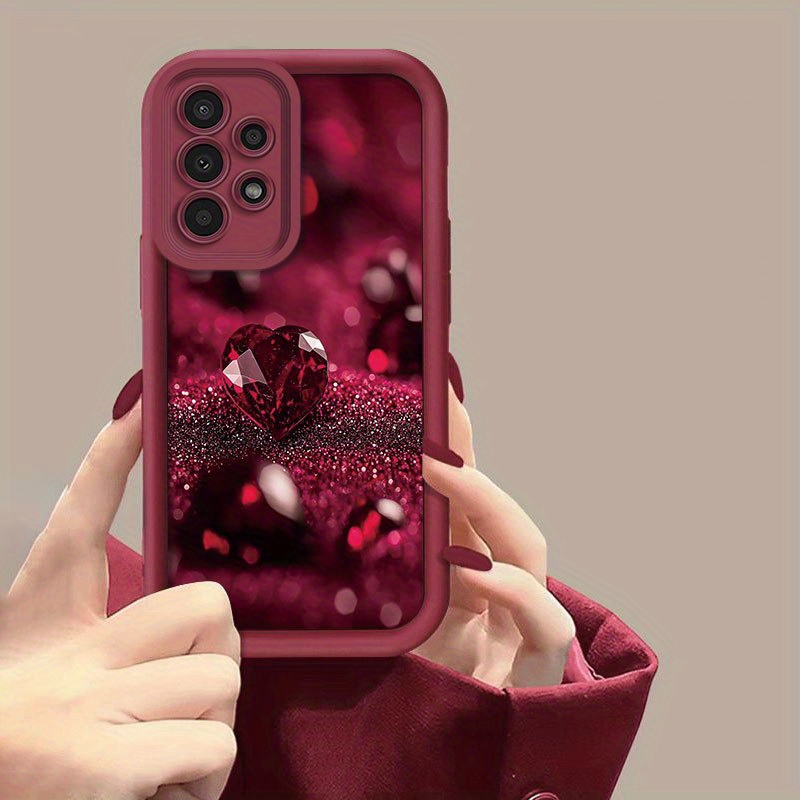 TEMU Fashionable Love Crystal Pattern Mobile Phone Case For Galaxy A05s/a13/a14/a15/a23/a24/a25/a32/a33/a34/a35/a52/a53/a54/a55/s20/s21 Fe/s22