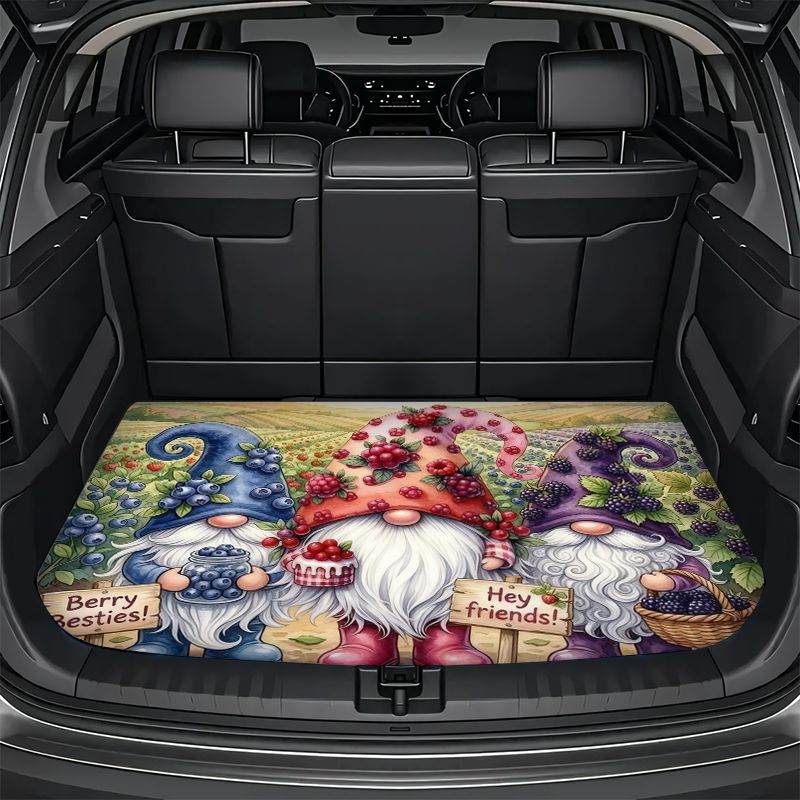 TEMU 1pc Universal Car Trunk Mat, Whimsical Berry Gnomes With And Raspberries Design, 100% Non-slip Cargo Liner, Cute Art For Interiors, Decorative