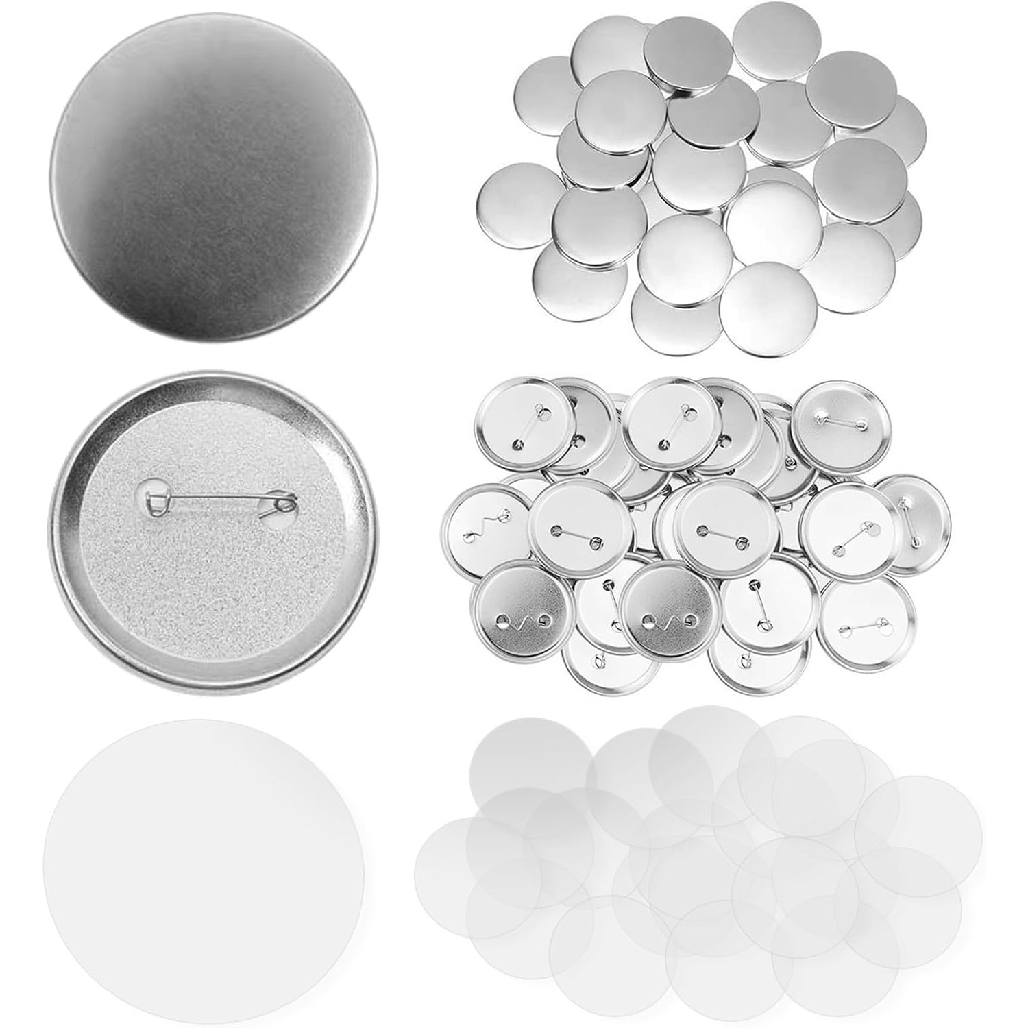 TEMU 99sets 58mm/2.28 Inch Button Maker Supplies, 58mm Button Supplies Parts, (. 2.25 Inch) Round Badge Blank Button Pins, Includes Metal Pin Back