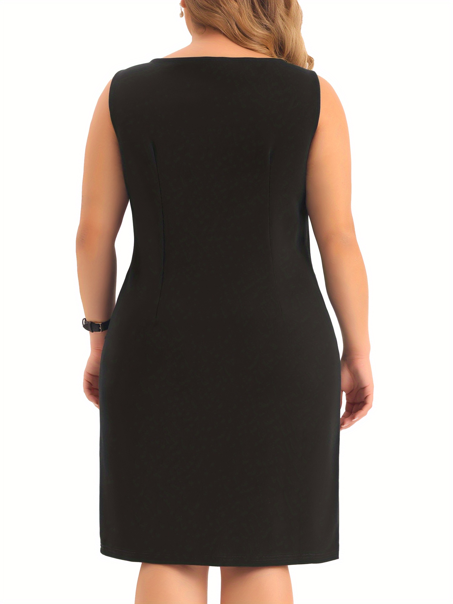 plus size plus size sheath dress women sleeveless boat neck - Temu