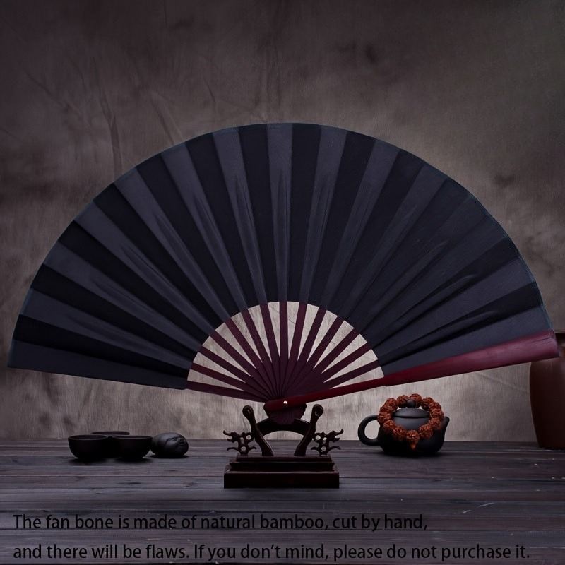 TEMU Blank Diy Hand-painted Folding Fan, Featuring Handcrafted Bamboo Ribs And Fan Surface. Solid Color With No Printed Design, Supports -painting,