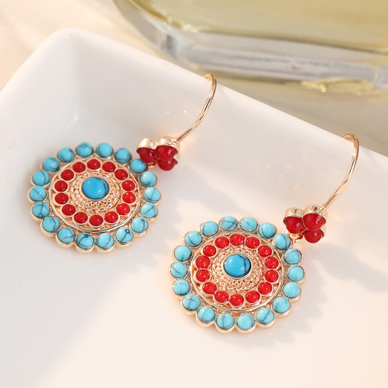 Bohemian Retro Sunflower Earrings, Exotic Style