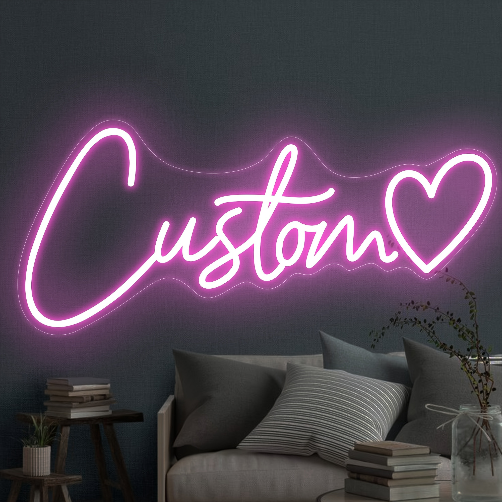 E-shop Individuelle LED Neon Wanddekoration - USB-betrieben, dimmbar, individuelle Buchstaben Dekoration Wandinstallation - für Schlafzimmer, Hochzeit,