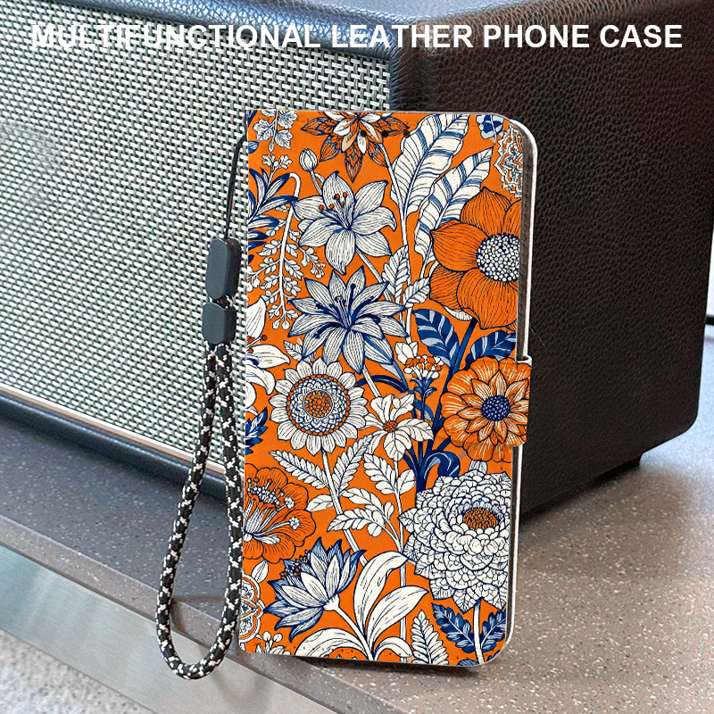 TEMU Phone Case: Beautiful Floral Pattern Magnetic Flip Wallet Phone Case, Suitable For Iphone 17/17 Pro/17 Pro Max/17 Air/16/16 Pro/16 Plus/16 Pro