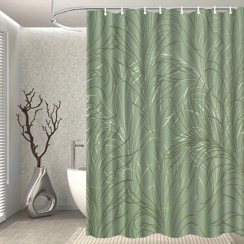 TEMU 1pc A Stylish Patterned Shower Curtain With Hooks, Washable For Water Use, Serves As A Bath Divider, And Is A Bathroom Accessory For Home Decor
