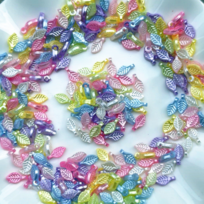 TEMU 280pz 0.5Cm X 1.0Cm Ciondoli Acrilici Foglia Distanziatori Perline Trasparenti Verde Piccole Foglie Perline Sciolte per Creazione di Gioielli