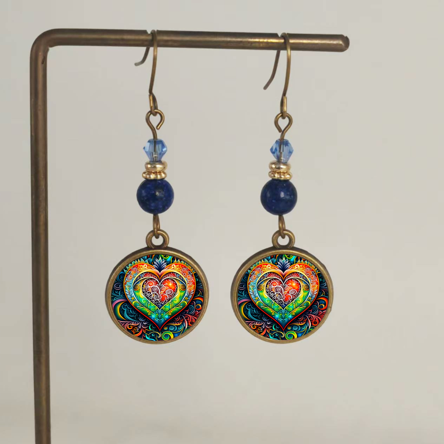 TEMU 2pcs Heart Earrings Floral Earrings Artistic Earrings Love Earrings Circular Earrings Nature Earrings Jewelry Accessories Unique Jewelry
